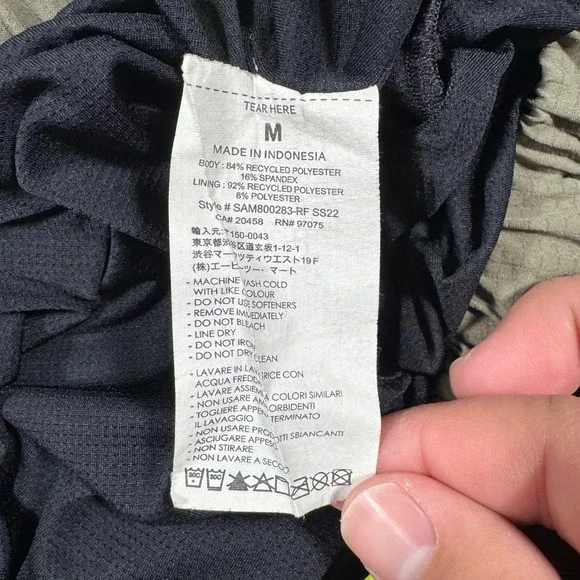 Saucony Running Shorts Mens M Olive Green Neon Yellow Blue Excellent Athletic - Picture 6 of 10